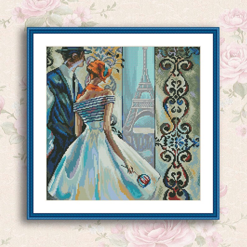 Elegant Woman Cross Stitch Pattern Lady White Dress Digital Etsy