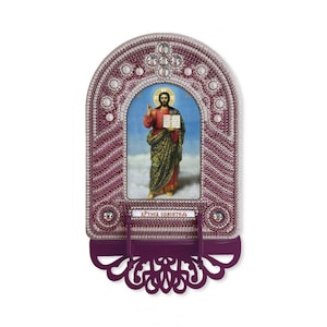 Christ the Savior Orthodox icon Beads Embroidery kit Beadwork Beaded Embroidery of beads Beads stitching Embroidery of beads Beads stitching