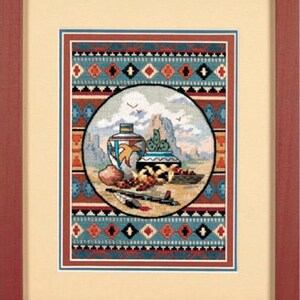 Counted Cross Stitch Pattern Southwest Blend Landscape Pattern Hand Embroidery Needlepoint Grand Canyon Desert Cactus Ceramic tableware image 4