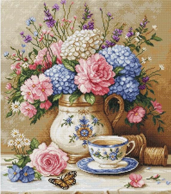 Floral Nostalgia Counted Cross Stitch Kit Still Life Modern Cross