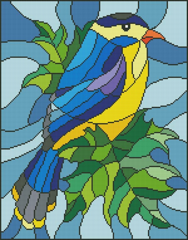 Abstract Bird Cross Stitch Pattern Birds on a Branch Spring Bird ...