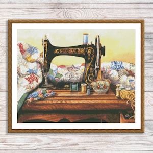 Vintage sewing machine #2, Counted Cross Stitch Pattern, Digital Pattern, Sewing room Pattern, Hand Embroidery, Needlepoint chart