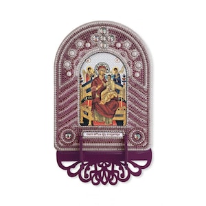 Virgen María Madre de Dios Icono ortodoxo Cuentas Kit de bordado Abalorios Bordado Bordado de cuentas Costuras Cuentas Bordados Costuras Cuentas bordado Costuras cuentas