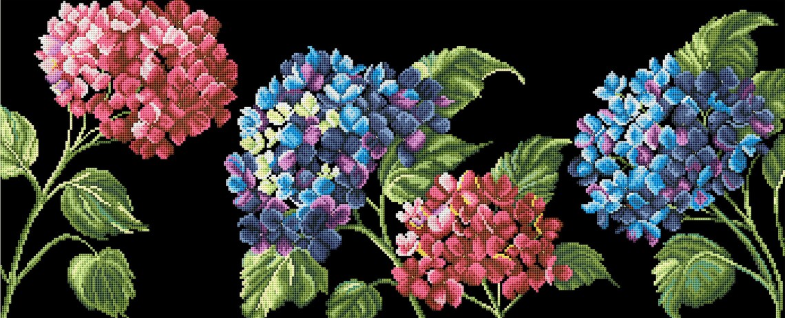 Hydrangea Cross Stitch Pattern PDF Digital Pattern Modern - Etsy