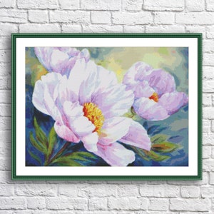 Lilac flowers Cross Stitch Pattern Floral Digital Pattern Modern Decor White Violet Flowers Pattern Bouquet Embroidery Needlepoint chart PDF