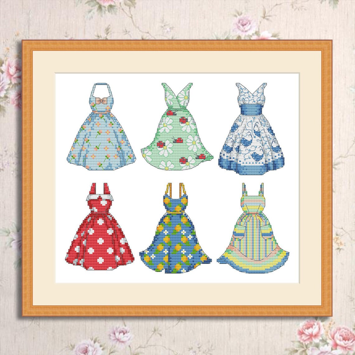 Pretty Retro Dress Cross Stitch Pattern Vintage Girl Dress Etsy