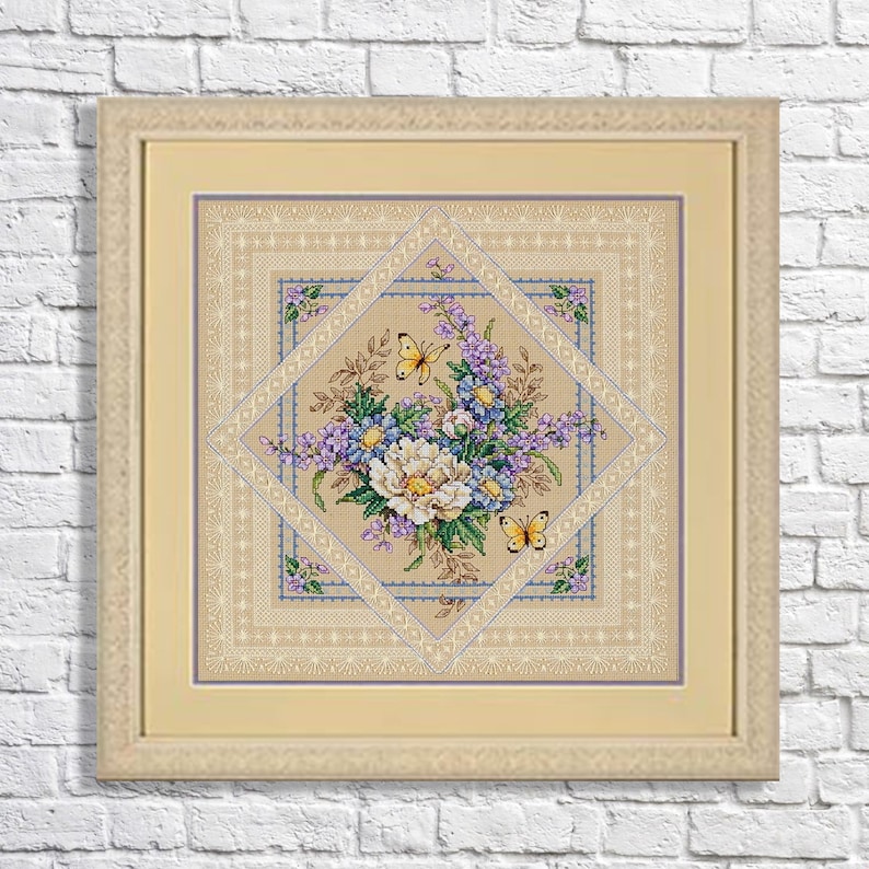 Flowers and Lace Cross Stitch Pattern PDF Digital Pattern Etsy