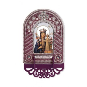 Virgen María Madre de Dios Icono ortodoxo Cuentas Kit de bordado Abalorios Bordado Bordado de cuentas Costuras Cuentas Bordados Costuras Cuentas bordado Costuras cuentas