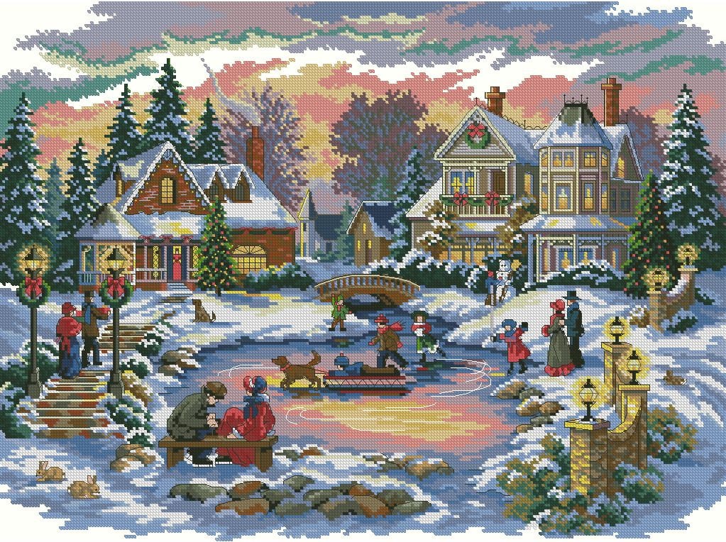 Treasure Time Counted Cross Stitch Pattern Christmas Village Etsy Canada