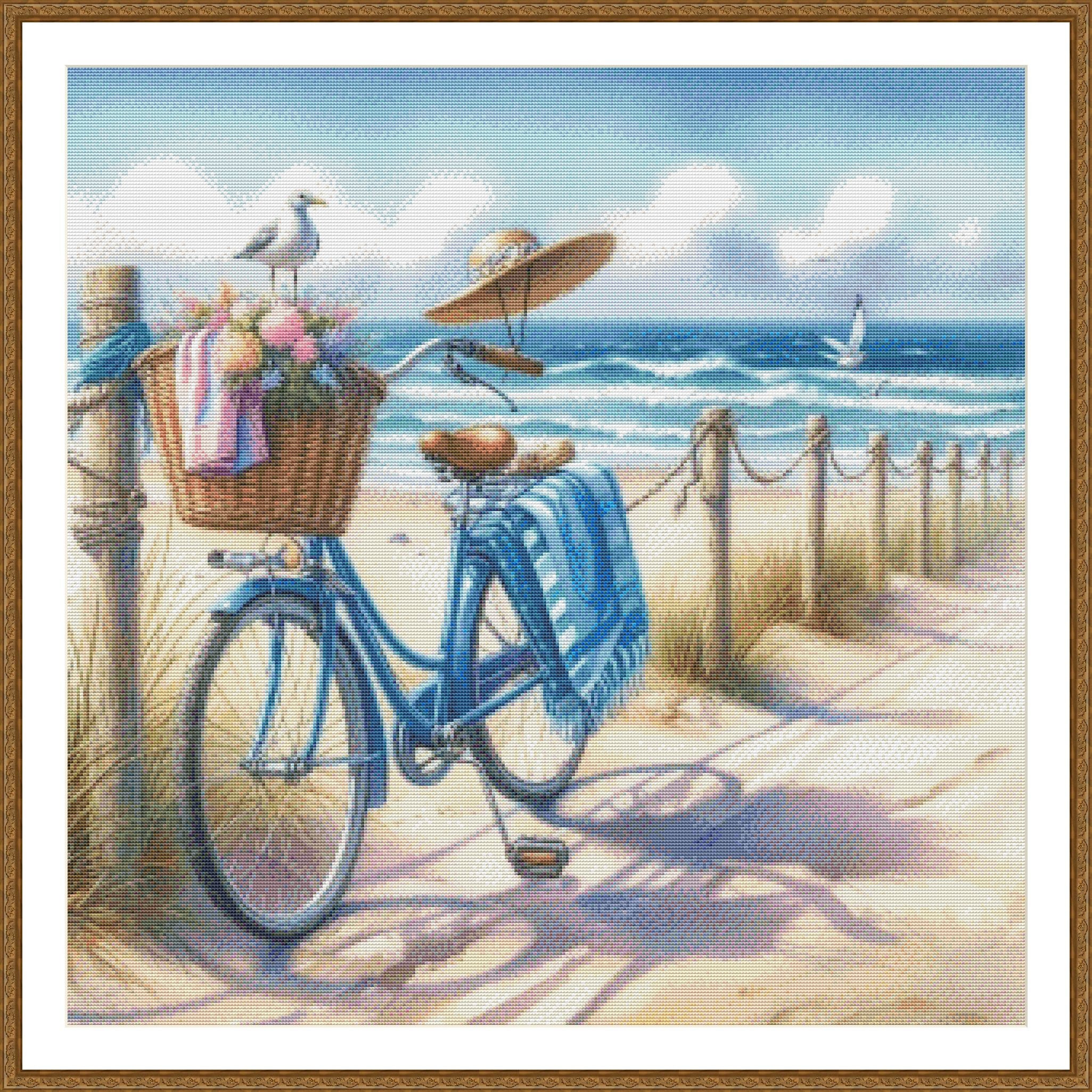 花 自転車 クロスステッチ パターン デジタルパターン モダン 装飾