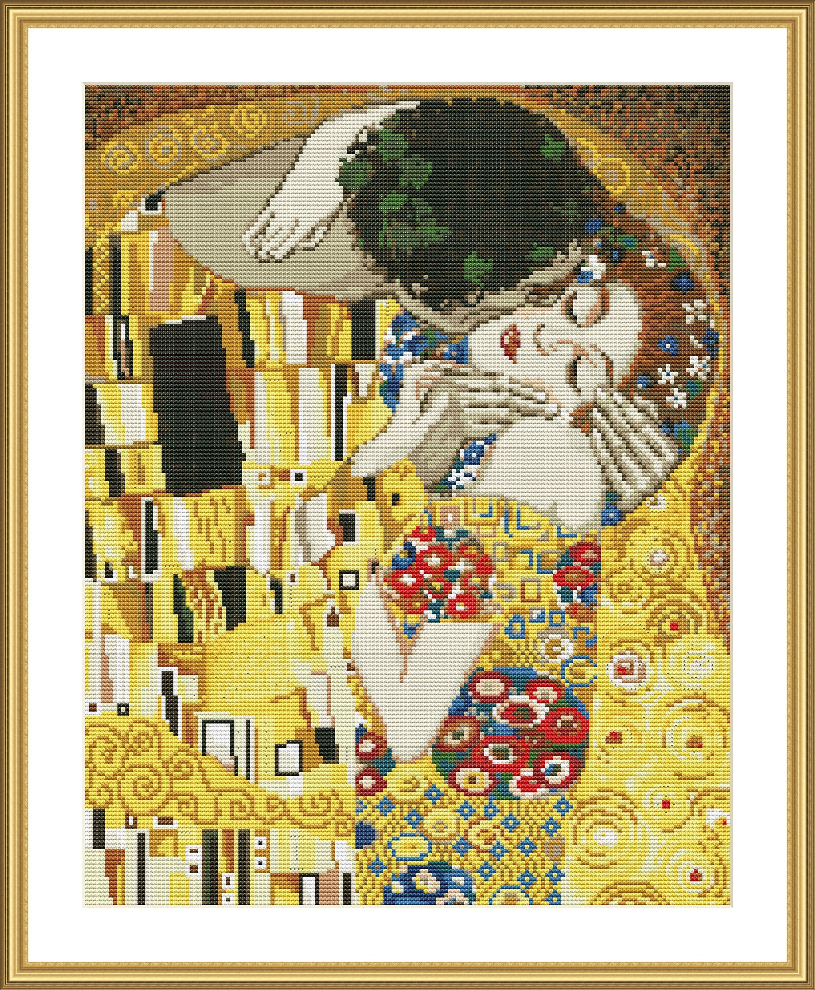 Kiss Gustav Klimt Cross Stitch Pattern Needlepoint Chart Etsy
