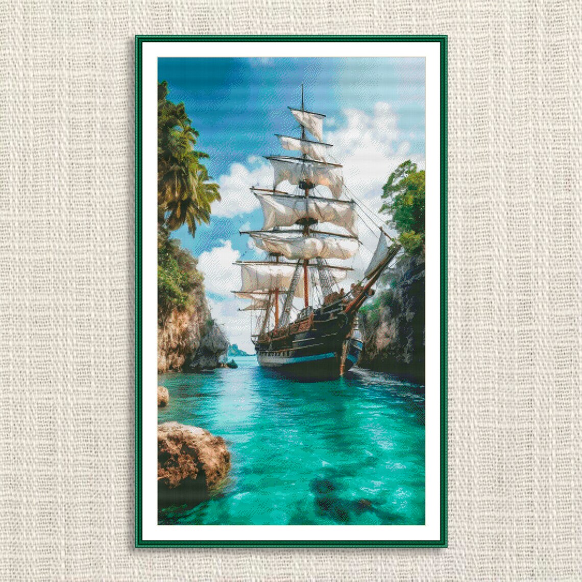 Clipper Ship Pattern Clipper Ship Cross Stitch Pattern Voyage Digital Pattern PDF Tropical ...