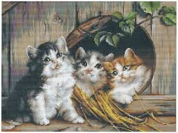Gobelin Tapestry Kit Three Kittens Gobelin Stitch Kits Painting