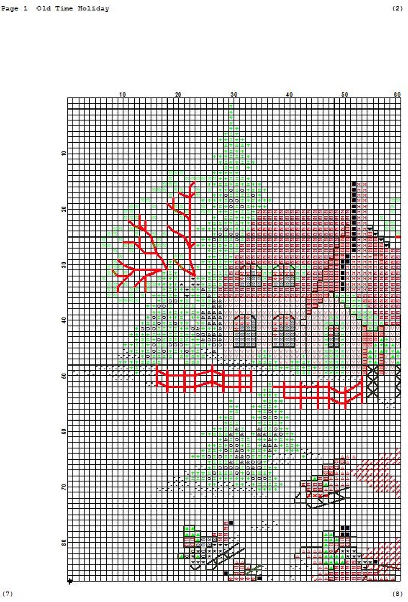 Christmas Tree Skirt Old Time Holiday Counted Cross Stitch Pattern Winter Village Embroidery Hand Xstitch Embroidery Chart Needlepoint Chart