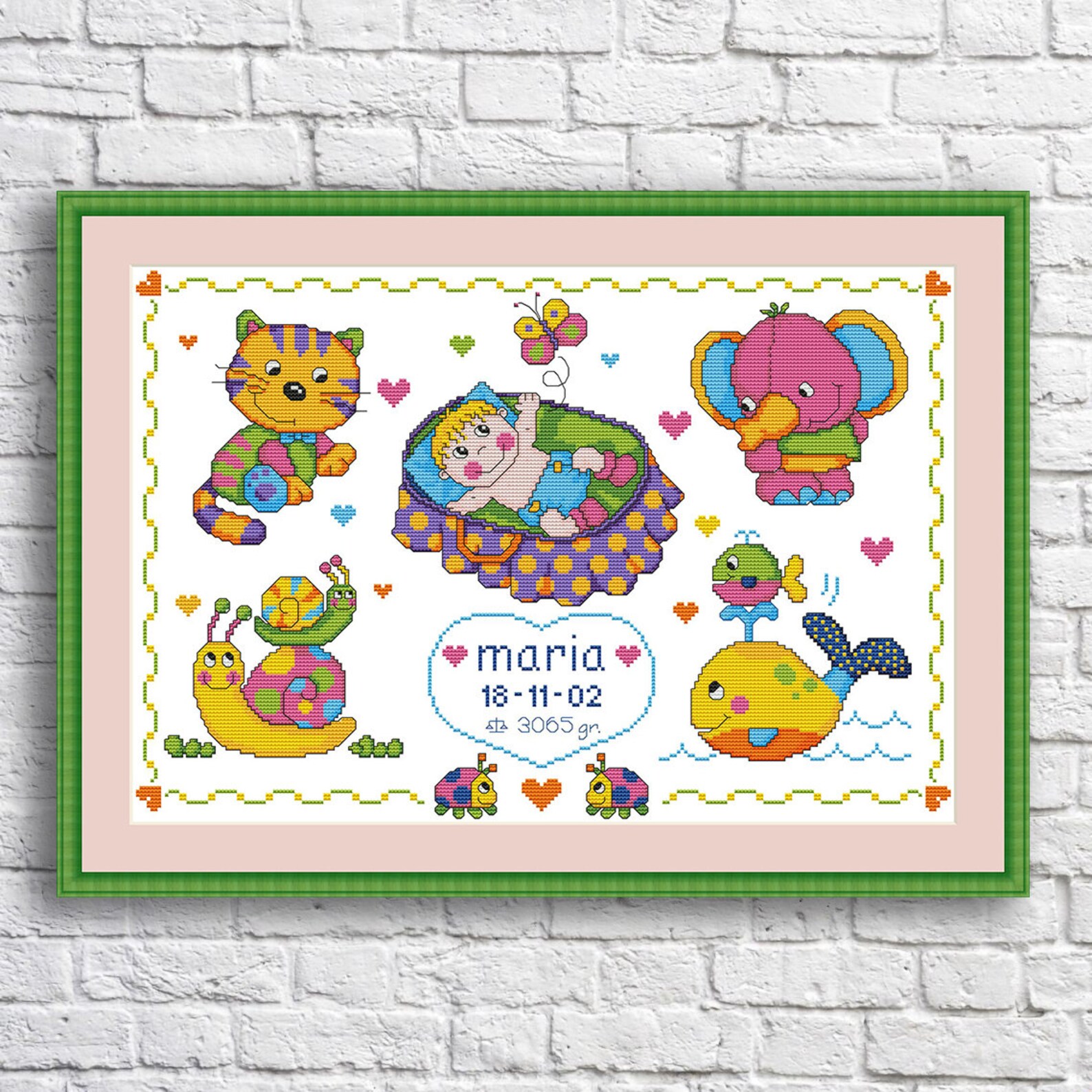 Baby Animals Sampler Counted Cross Stitch Pattern Embroidery Etsy