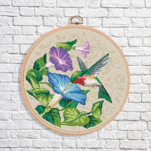 Hummingbird Beauty Cross Stitch Pattern Digital Pattern Modern Decor Tropical Bird stitch Pattern Animal Embroidery Needlepoint Chart PDF