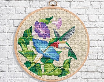 Hummingbird Beauty Cross Stitch Pattern Digital Pattern Modern Decor Tropical Bird stitch Pattern Animal Embroidery Needlepoint Chart PDF