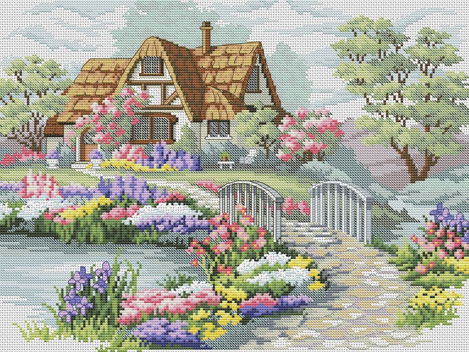Charming Cottage Cross Stitch Pattern Digital Pattern Modern Etsy