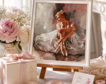 Patrón de punto de cruz de bailarina de ballet. Patrón digital. Decoración de pared moderna. Patrón de mujer bailando. Bordado a mano. Patrón de punto de aguja. Descarga gratuita en PDF.