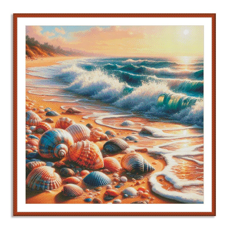 Seashore Counted Cross Stitch Pattern Digital Pattern Modern Decor Sea ...