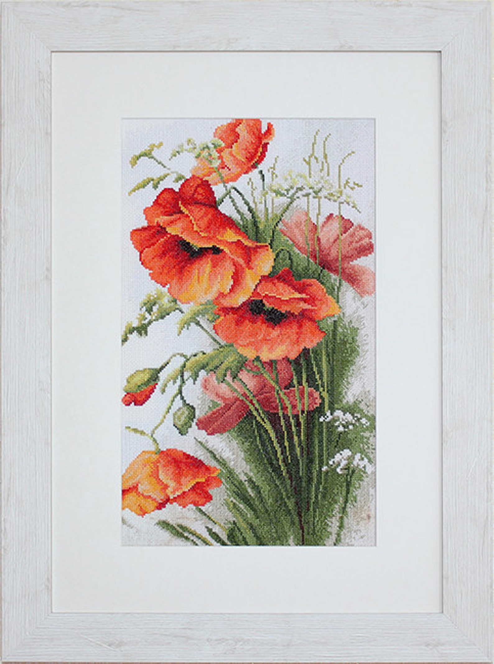 Counted Cross Stitch Kit Red Poppies Counted Cross Stitch Etsy