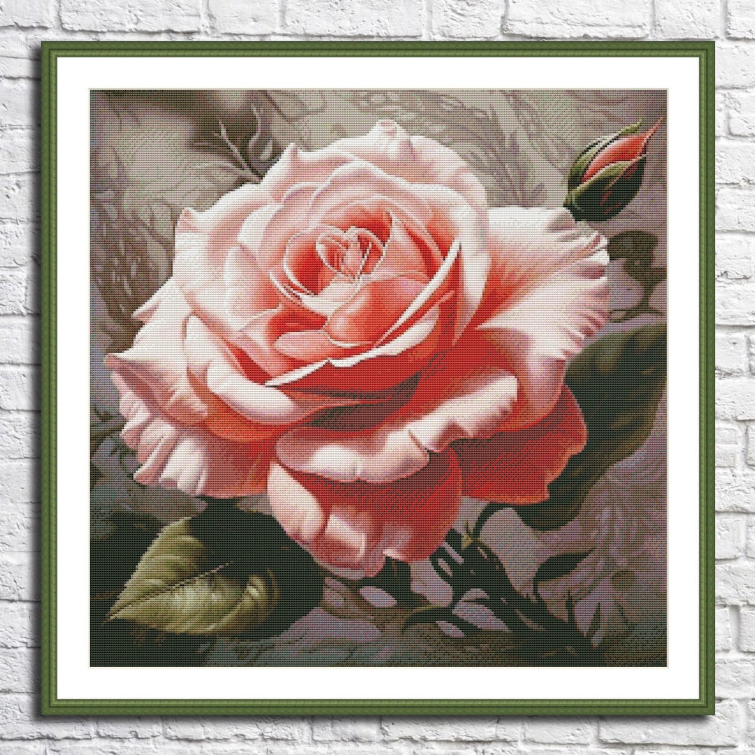 Rose X Pattern Single Rose Cross Stitch Pattern Digital Pattern Modern Decor Flower ...