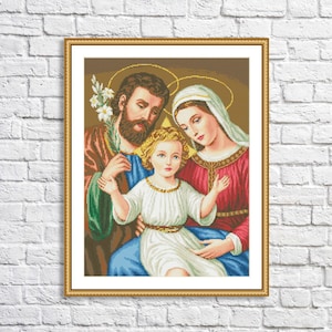 Cross Stitch Pattern Holy family Digital Pattern Modern Wall Decor People Pattern Hand Embroidery Needlepoint Chart Jesus Religion chart