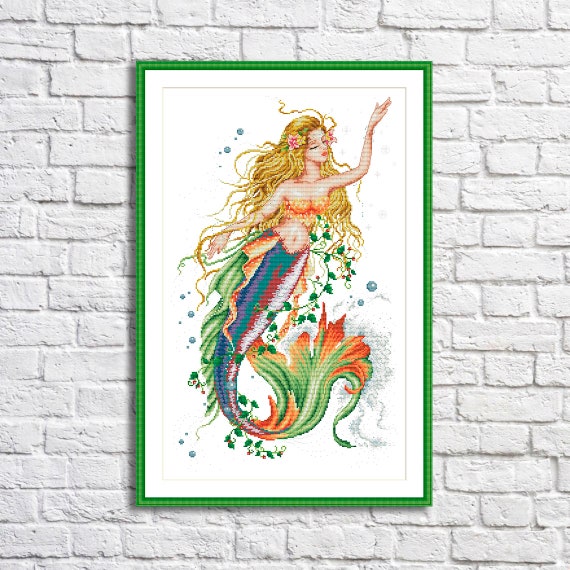 Brilliant Mermaid Cross Stitch Pattern Ocean Princess Digital - Etsy