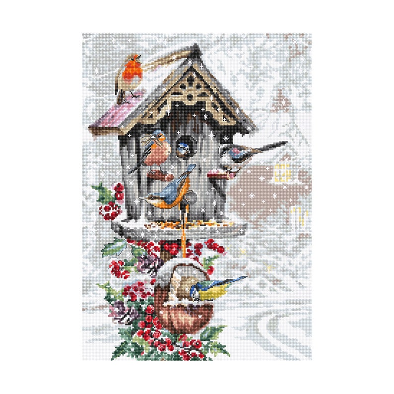 Cross Stitch Kit Bird House Snow Winter Selling and selling Counted Christmas Excellence