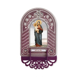 Santa Madre de Dios Icono ortodoxo Cuentas Kit de bordado Abalorios Bordado de cuentas Costuras Cuentas Cuentas