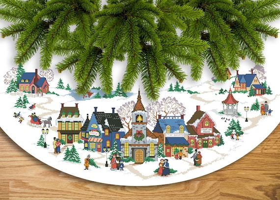 クリスマスツリースカート 昔ながらの休日 クロスステッチパターン 冬