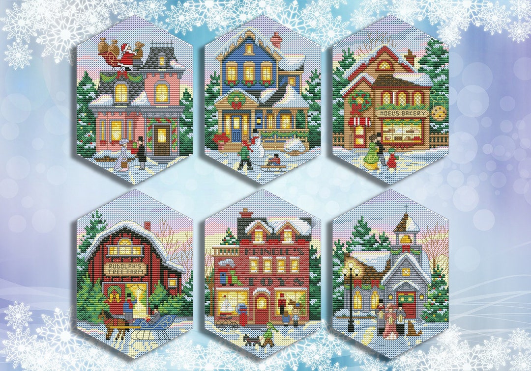 Christmas Cross Stitch Pattern Ornaments, Small Winter Pattern for