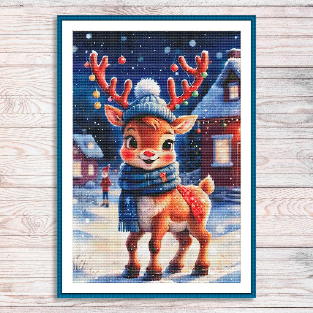 Christmas Deer Counted Cross Stitch Pattern Winter Forest Modern ...
