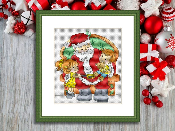 Friesky Friend Christmas Stocking Counted Cross Stitch Pattern Santa  Embroidery Hand Xstitch Decor Embroidery Chart Needlepoint Chart