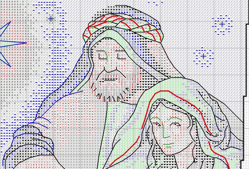 Holy Night Christmas Stocking Counted Cross Stitch Pattern Santa Embroidery Hand Xstitch Decor Embroidery Chart Needlepoint Chart image 5