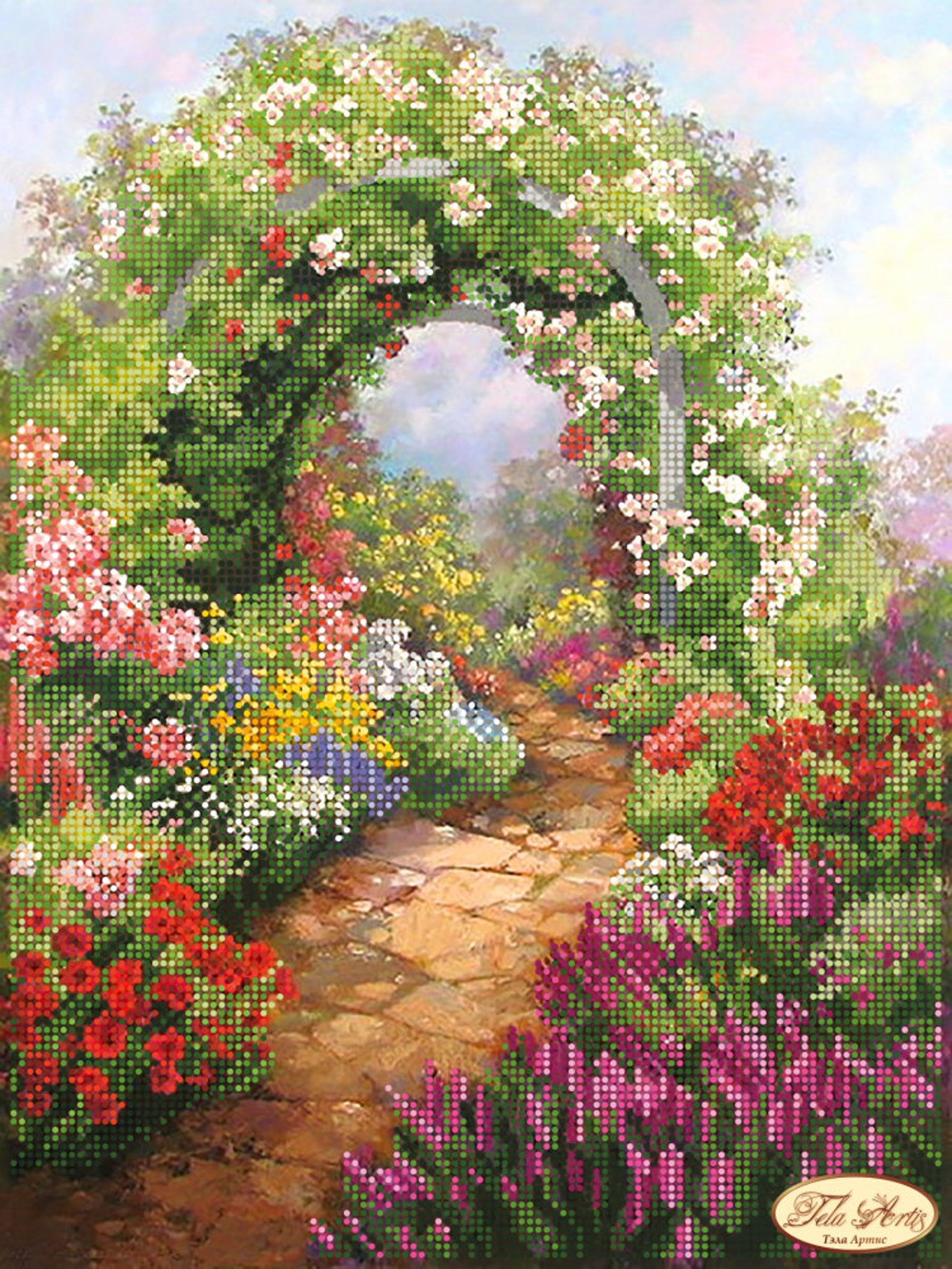 Bead Embroidery Kit Blooming Garden Needlework Kit Landscape Etsy