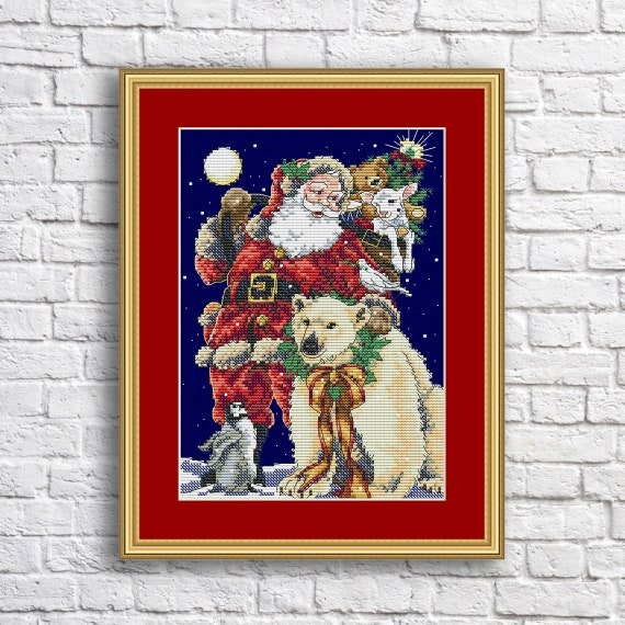 Christmas Cross Stitch Pattern Beloved Santa Modern Embroidery Etsy