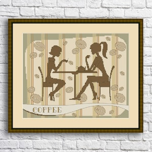 Girlfriend Cup Coffee Kitchen Cross Stitch Pattern Pattern Kitchen Still Life Modern Decor Pattern Cups Mugs Embroidery Needlepoint chart