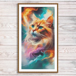 Fire Cat Cross Stitch Pattern Cats love Charming cat Modern Decor Pattern Animal Needlepoint chart Hand Counted cross stitch