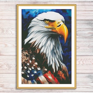 Weißkopfseeadler Kreuzstichmuster Amerikanischer Weißkopfseeadler Kreuzstichmuster Modernes Dekor Vogel Kreuzstichmuster Tierstickerei Nadelspitze Stickmuster PDF Download