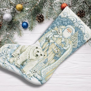 Baby Polar Bears Small Christmas Stocking Cross Stitch Pattern