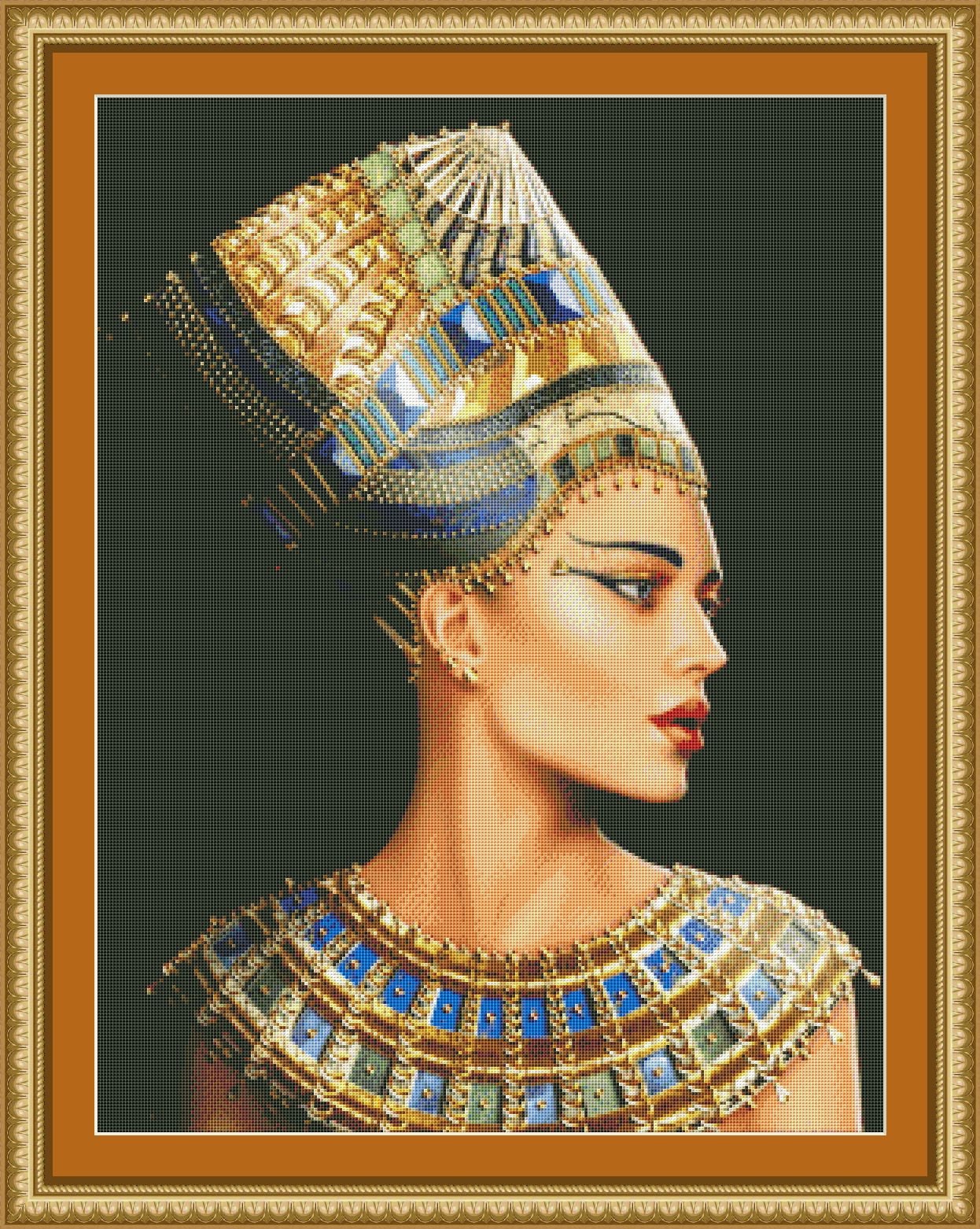 エジプトの女王ネフェリティ クロスステッチ パターン ファラオの妻の