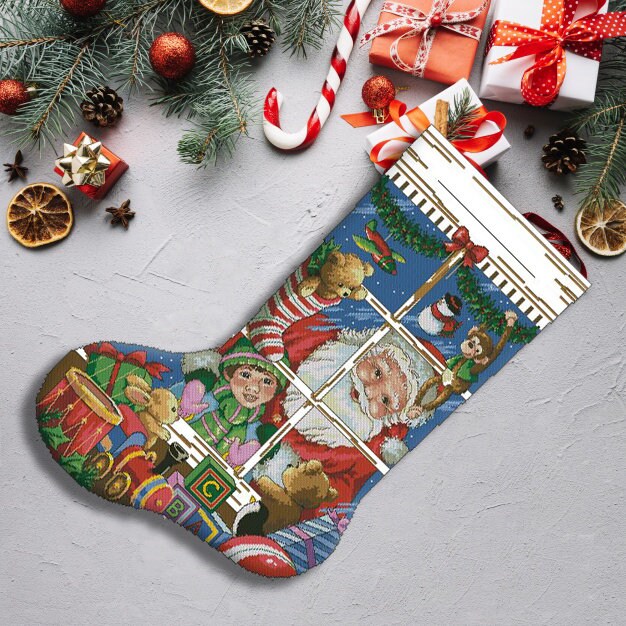 サンタのおもちゃ クリスマスストッキング クロスステッチパターン PDF