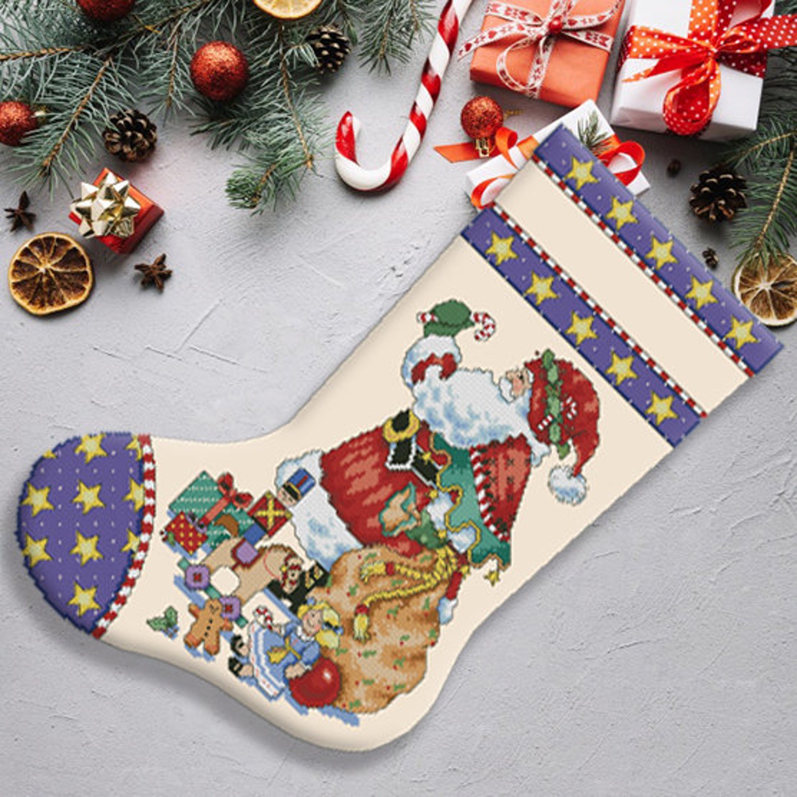 Believe Christmas Stocking Counted Cross Stitch Pattern Santa Etsy