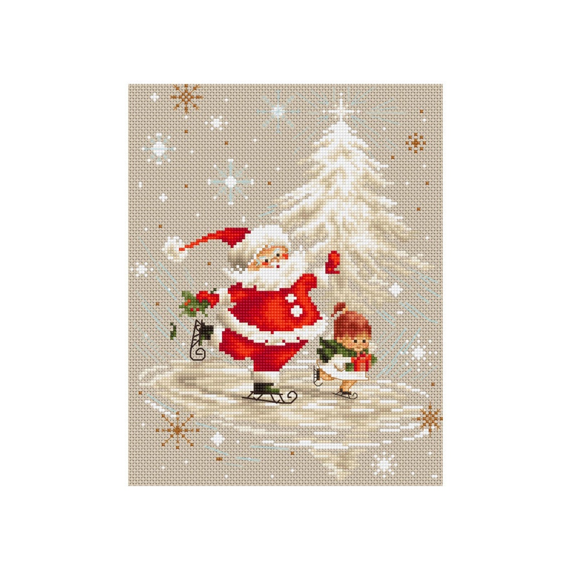 Cross Stitch Kit Santa Christmas Embroidery Kit Home Decor Etsy