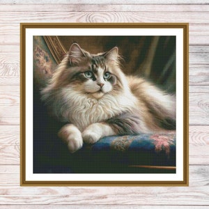 Cat Portrait Counted Cross Stitch Pattern Cats love Modern Decor Pattern Animal Embroidery Needlepoint chart Gorgeous Cat Charming cat