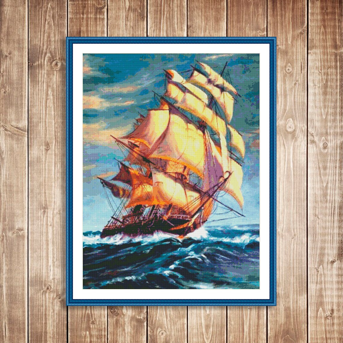 Clipper Ship Pattern Voyage Cross Stitch Pattern Clipper Ship Sunset Digital Pattern Modern ...