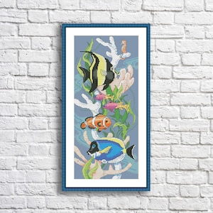 Deep Sea Fish Cross Stitch Pattern PDF Digital Pattern Fish Modern Decor Animals Pattern Embroidery Needlepoint Chart Download