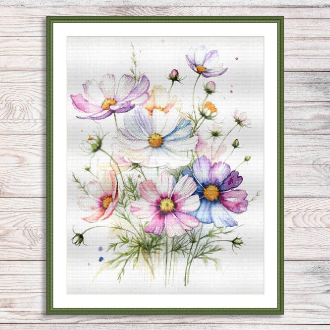 Spring Wildflowers Cross Stitch Pattern Garden Floral Pattern Modern ...