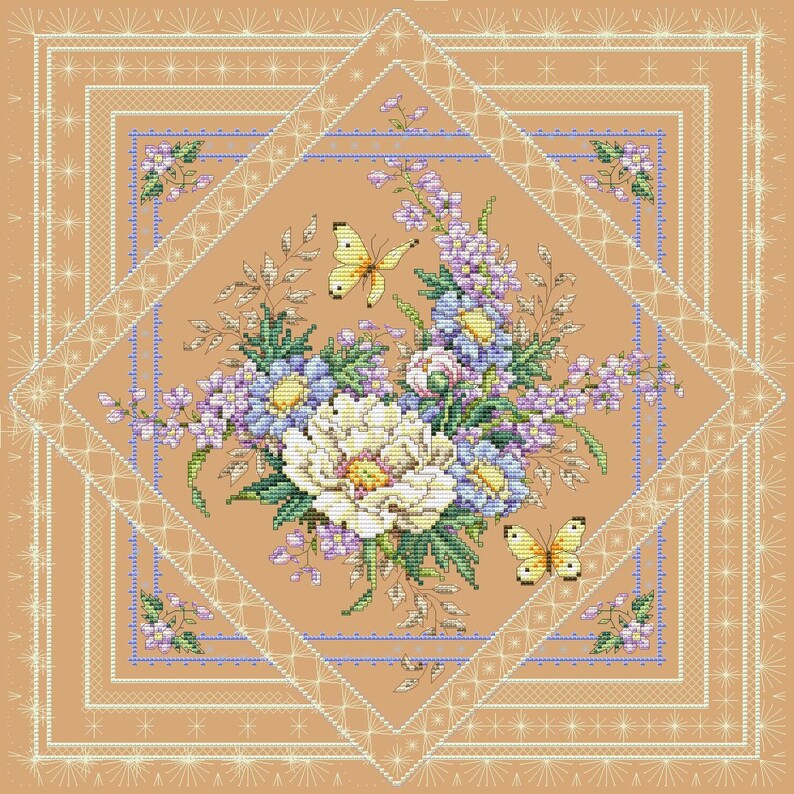 Flowers and Lace Cross Stitch Pattern PDF Digital Pattern Etsy